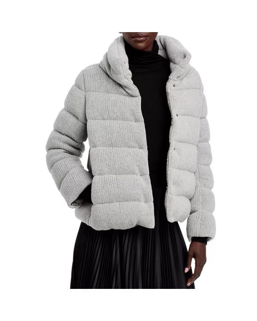 Herno Gray Quilted Knit Bomber Jacket