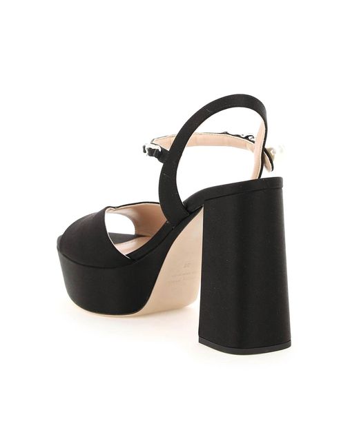 Miu Miu Platform Sandals in Black | Lyst