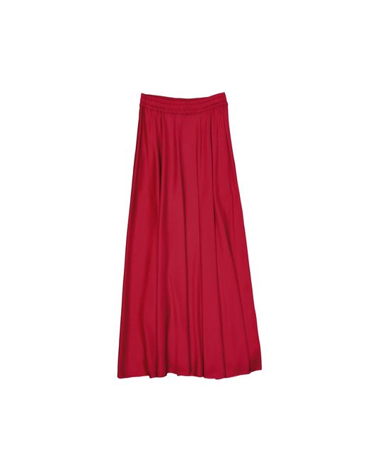 Herno Red Elastic Waist Midi Skirt