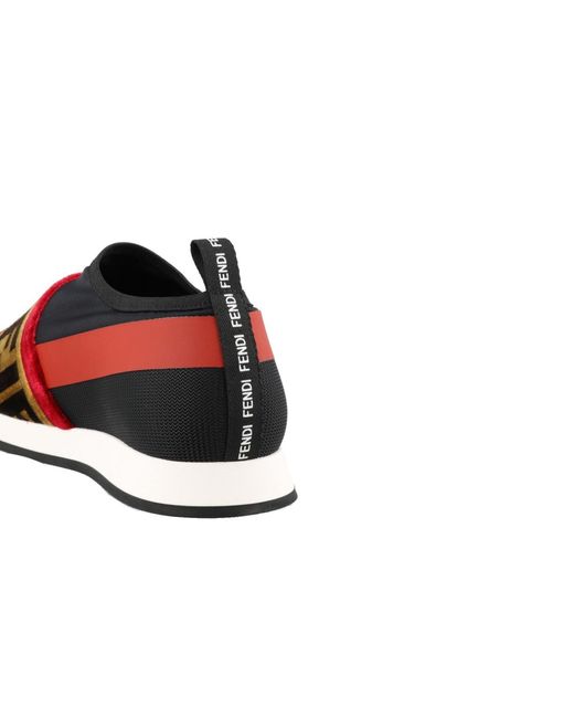 Fendi Red Fabric Athletic Sneakers