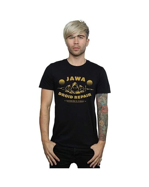 Star Wars Black Adult Droid Repair Jawa T-Shirt Cotton for men