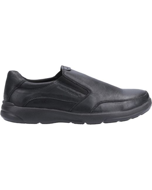 Hush Puppies Black Aaron Slip On Leather Loafer Shoes for men