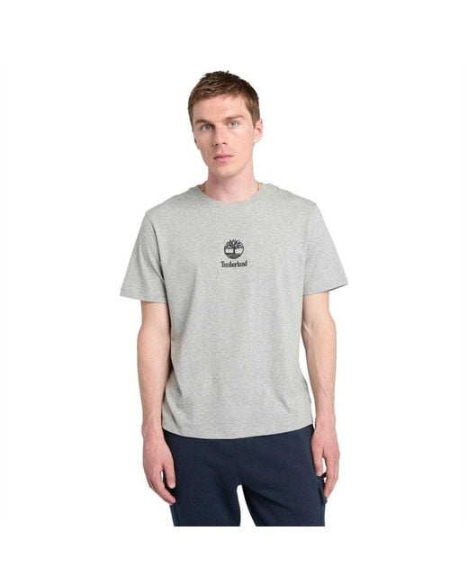 Timberland Logo Stack T-Shirt in het Gray voor heren