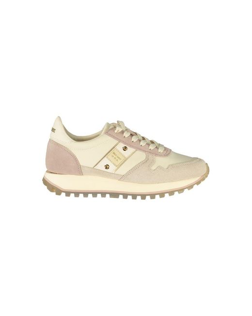 Blauer Lederen Sneaker in het Natural