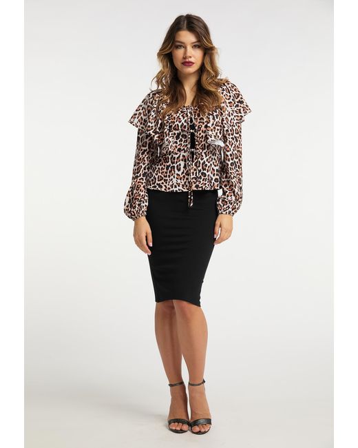 faina Blouse Leo in het Black