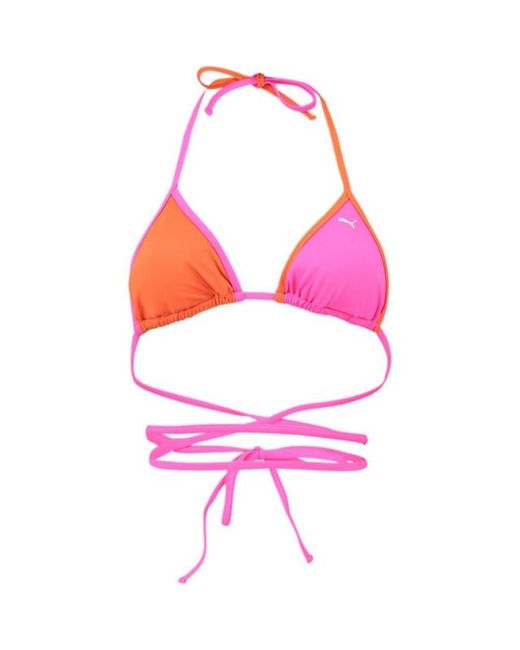PUMA Driehoek Wikkel Bikini Top in het Pink