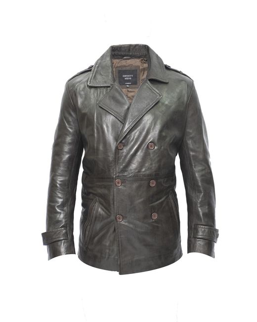 Infinity Leather Lederen Peacoat-Amara in het Gray voor heren