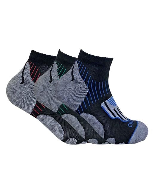 Sock Snob Blue 3 Pairs Breathable Anti Blister Sports Ankle Socks For Achilles for men