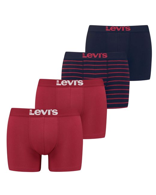 Levi's Levi's Solid Basic Boxer & Vintage Stripe 4P Boxershorts in het Red voor heren