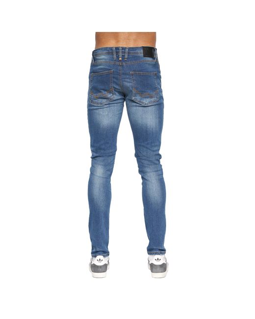 Duck and Cover Blue Tranfold Slim Jeans (Stone Wash) for men