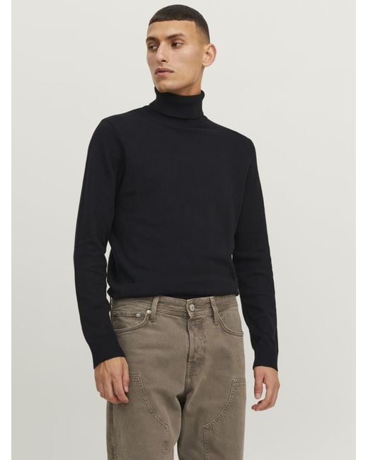 Jack & Jones Trui Emil Knit Roll Neck in het Black voor heren