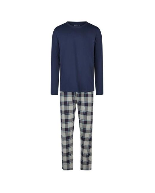 Phil & Co. Berlin Pyjama Set Lang Blauw/Grijs Geruit in het Blue voor heren