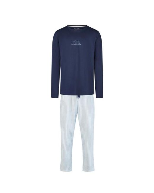 Phil & Co. Berlin Pyjama Set Lang Donkerblauw/Grijs Gestreept in het Blue voor heren