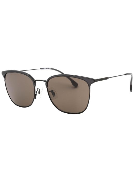 Boss Dark Ruthenium Frame Zonnebril Met Grijze Lens in het Brown voor heren