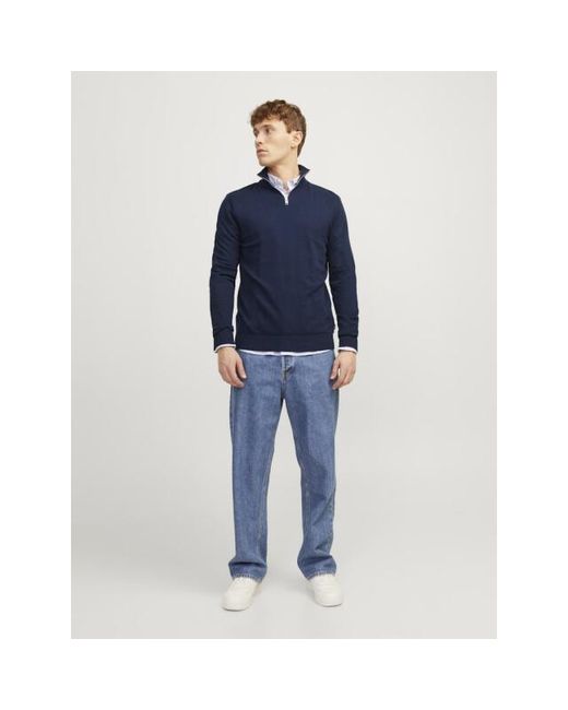 Jack & Jones Jjeemil Knit Half Zip Noos Raf in het Blue voor heren
