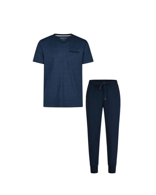 Phil & Co. Berlin Essential Pyjama Set Korte Mouw /Gestreept in het Blue voor heren