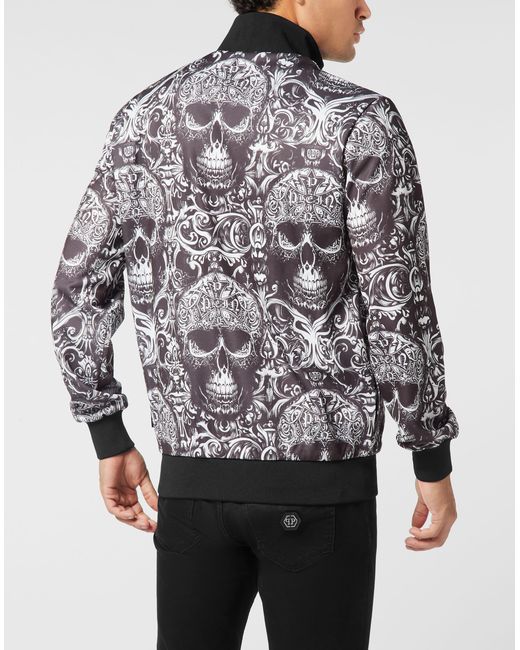 Philipp Plein Tracksuit Jacket All-Over Skull in het Gray voor heren