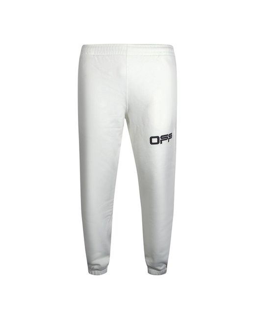 Off-White c/o Virgil Abloh Gray Airport Tape Logo Sweatpants Cotton for men