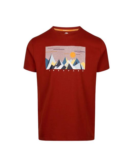 Trespass Red Ennadai Printed T-Shirt (Burnt Sienna) for men
