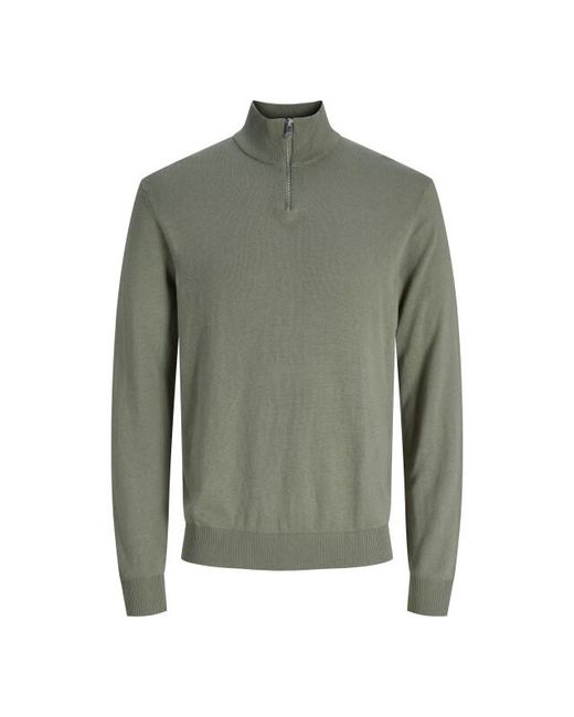Jack & Jones Jjeemil Knit Half Zip Noos 12189339 Vetiver in het Green voor heren