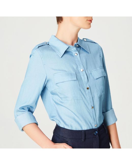 S&J Weekends Basic Shirt Denim Look in het Blue
