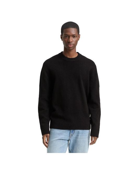 Tom Tailor Basic Boucle Crew Neck Knit in het Black voor heren