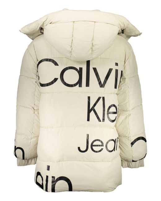 Calvin Klein Jassen ,Polyester Bold Disrupted Logo Jacket in het Natural voor heren