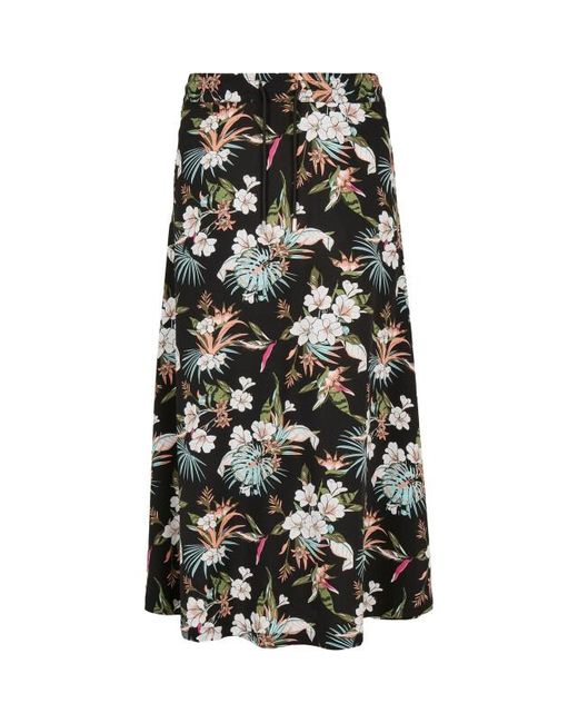 Urban Classics Tropical Viscose Midi Rok in het Black