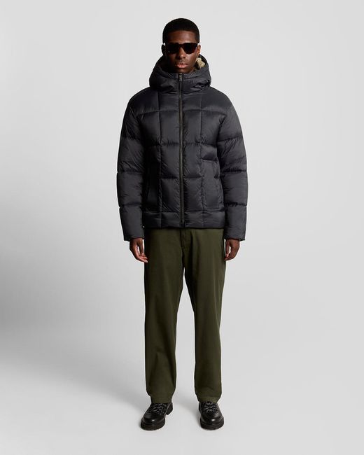 Lyle & Scott Square Cocoon Puffer Jacket in het Black voor heren