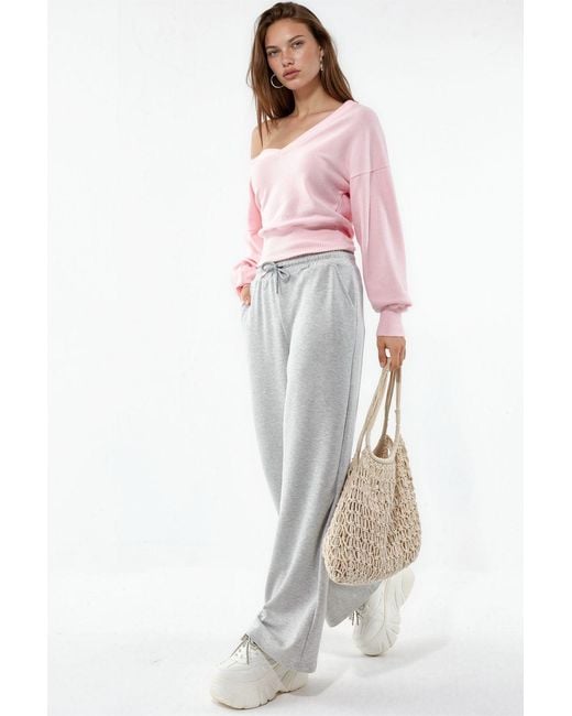 Busem Gray Mid Waist Wide Leg Modal Pants