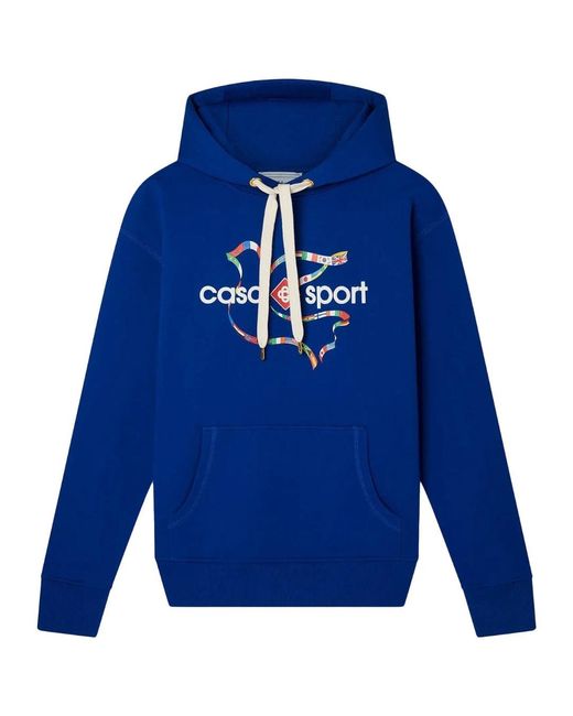 Casablanca Blue Drapeau De Collombes Printed Hoodie Cotton for men