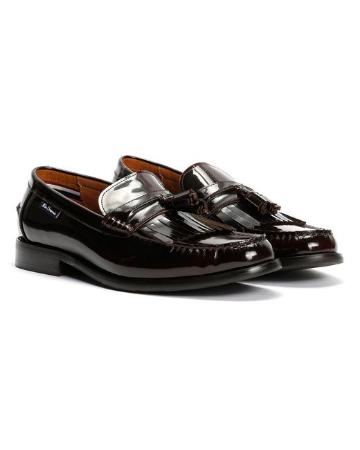 Ben Sherman Black Buster Leather Men's Burgundy Loafers - Uk 7 for men