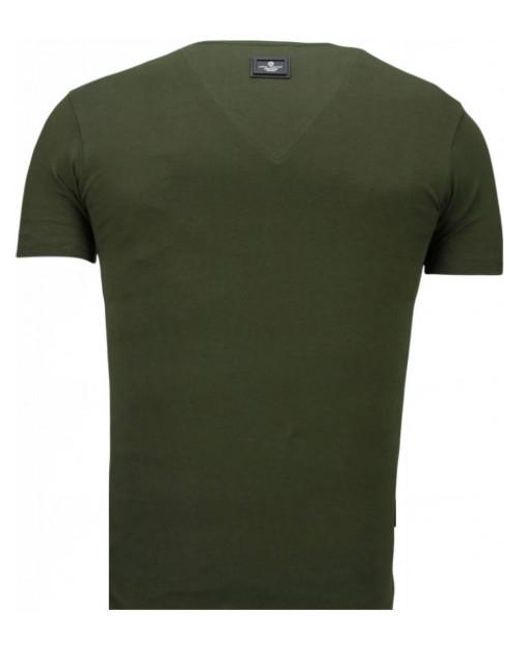 Local Fanatic Basic V Neck T-Shirt in het Green voor heren