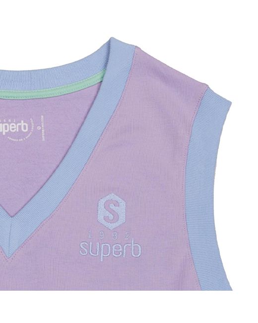 Superb Be Happy Rsc-S2101 V-Hals Mouwloze Top in het Purple