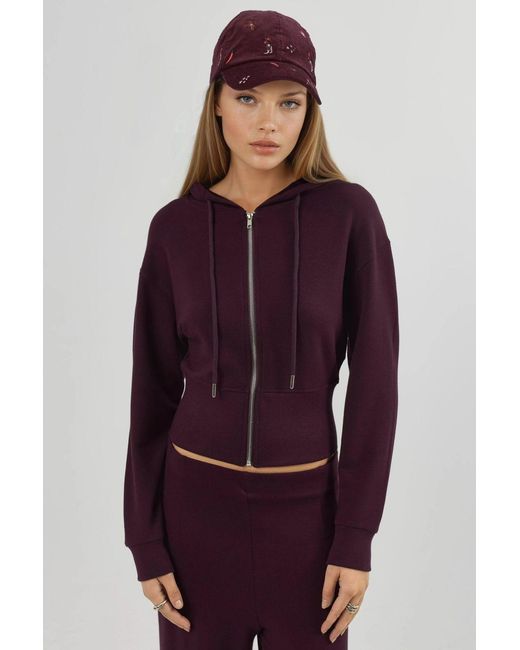 Busem Purple Hooded Long Sleeve Zipper Jacket
