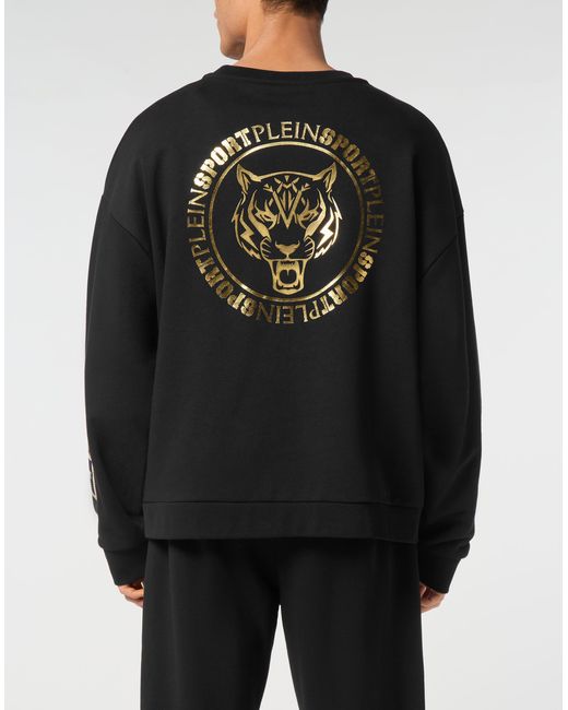 Philipp Plein Sweatshirt Ls Roundneck Label in het Black voor heren