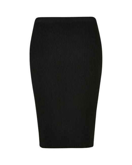 Urban Classics Ribgebreide Midi Rok in het Black