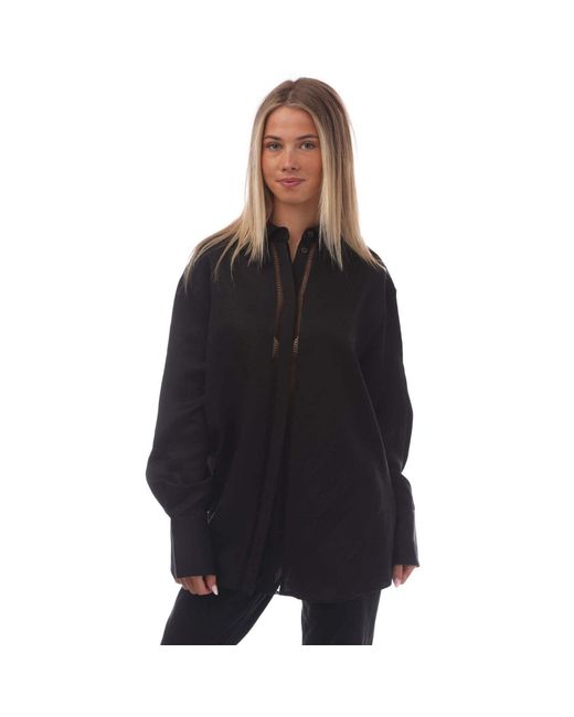 HUGO Linnen Blend Blouse in het Black