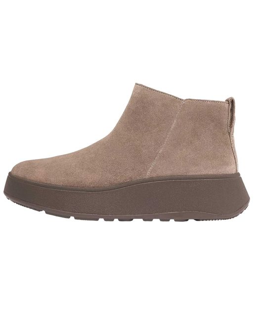Fitflop Fit Flop F-Mode Suede Flatform Enkellaars Met Zijrits in het Brown