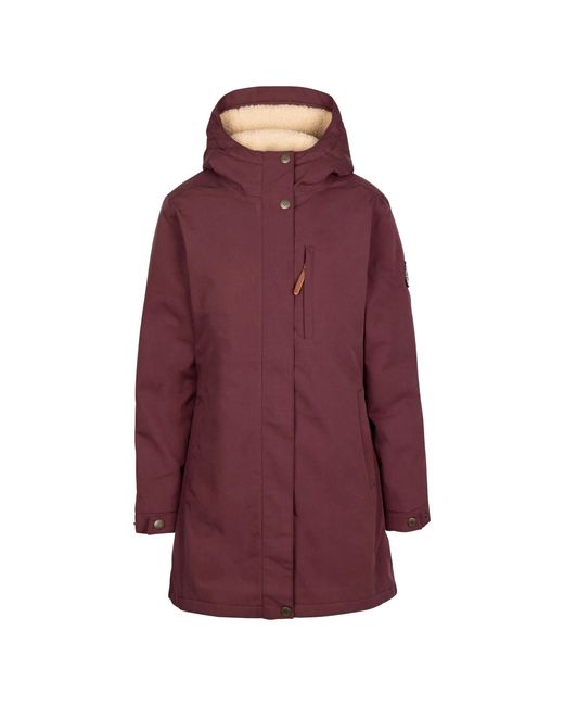 Trespass Red Ladies Risha Tp50 Fleece Lined Waterproof Jacket (Mulberry)