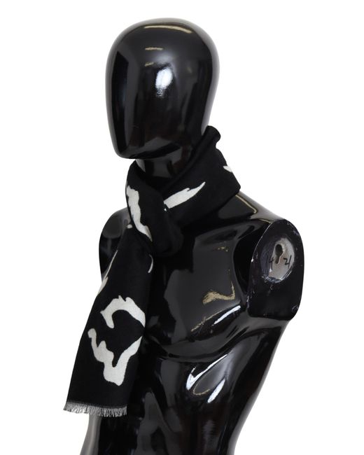 Givenchy Zwart Wit Wool Unissex Winter Warm Scarf Wrap Sjaal in het Black voor heren