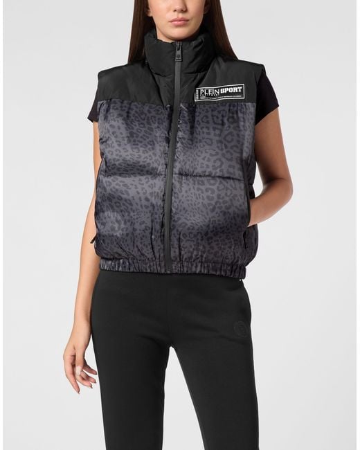Philipp Plein Kort Vest Leopard in het Black