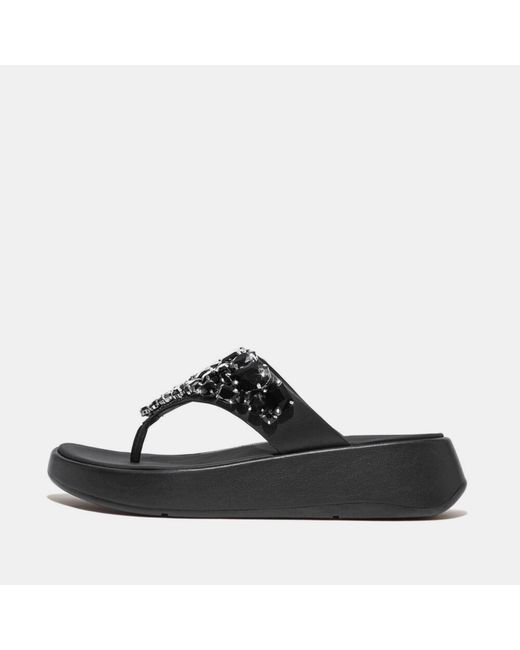 Fitflop Fit Flop F-Mode Jewel-Deluxe Flatform Sandalen in het Black