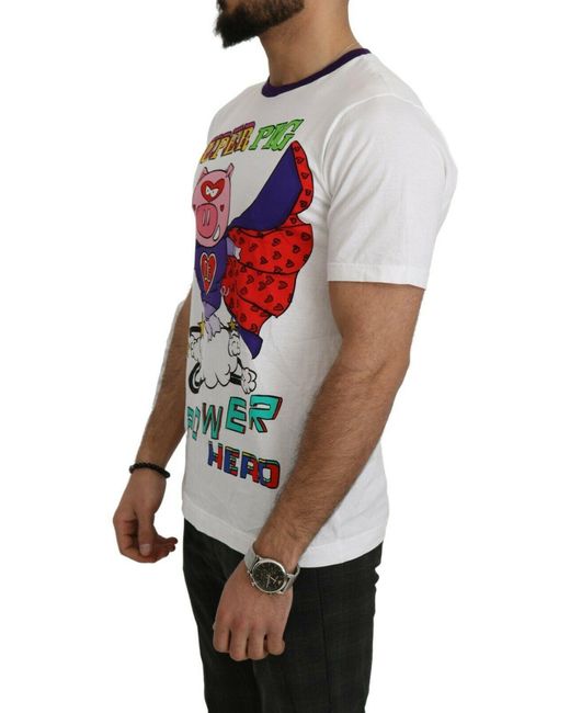 Dolce & Gabbana Wit Katoenen Top Super Power Pig T-shirt in het White voor heren