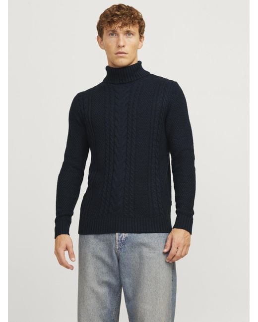 Jack & Jones Trui Craig Knit Roll Neck in het Black voor heren