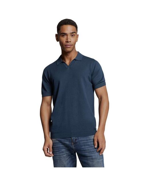 No Excess Pullover Short Sleeve Polo V Solid Deep in het Blue voor heren