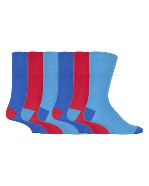 Gentle Grip Blue 6 Pairs Non Elastic Socks for men