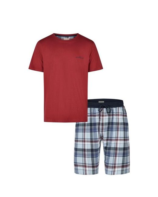 Phil & Co. Berlin Shortama Korte Pyjama Set Rood/Blauw Geruit in het Red voor heren