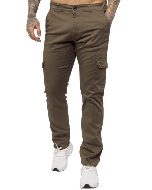 Enzo Cargo Combat Chino's in het Brown voor heren