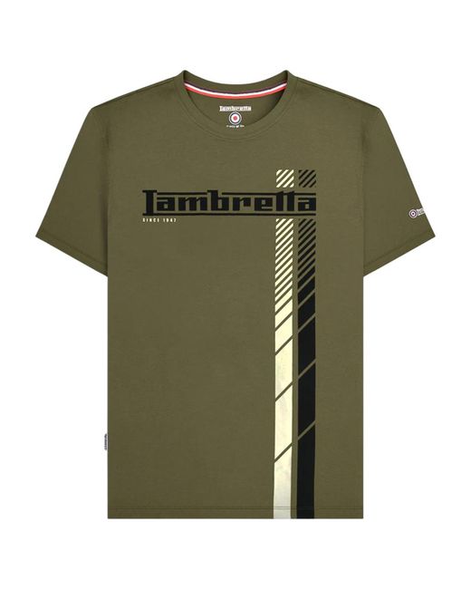 Lambretta Green Racing Stripe T-Shirt Cotton for men
